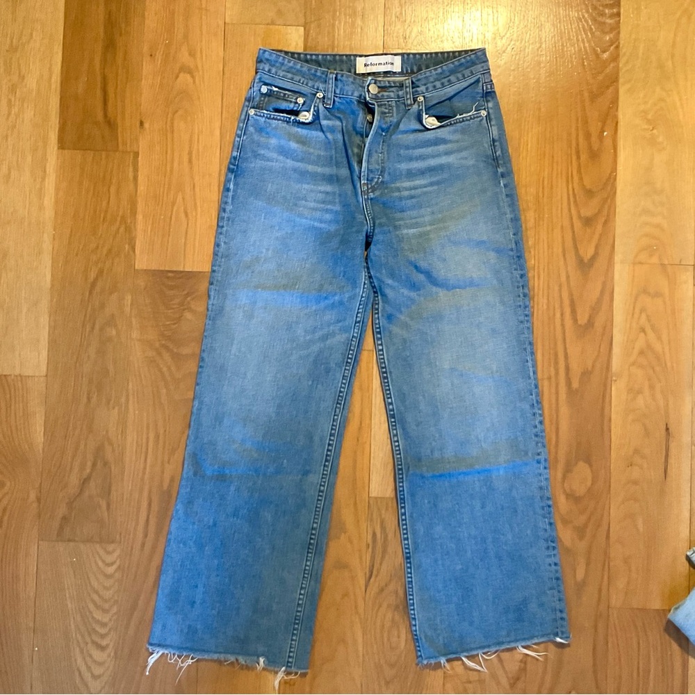 Reformation Light Blue Straight Leg Jeans